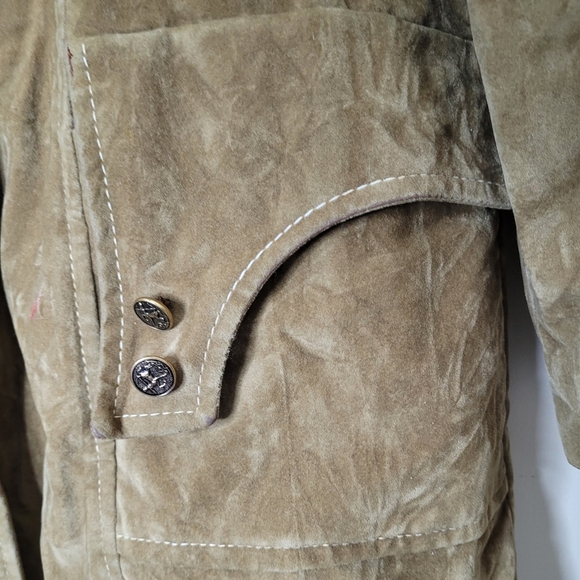 Vintage 70s Velvet Double Breasted Coat Womens Brown Metal Buttons Quilted Lined - Picture 4 of 13
